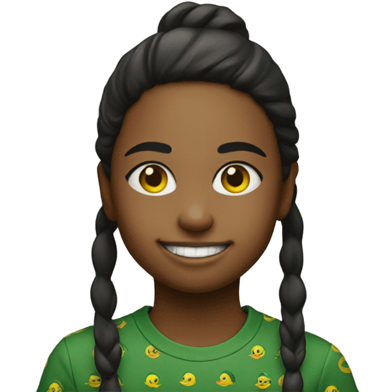 smiling girl with Oregon duck shirt on emoji