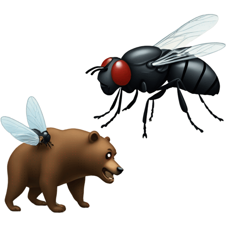 A fly getting attacked by a bear emoji