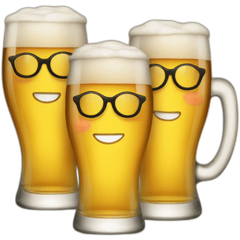 Three smiling glasses of beer emojis emoji