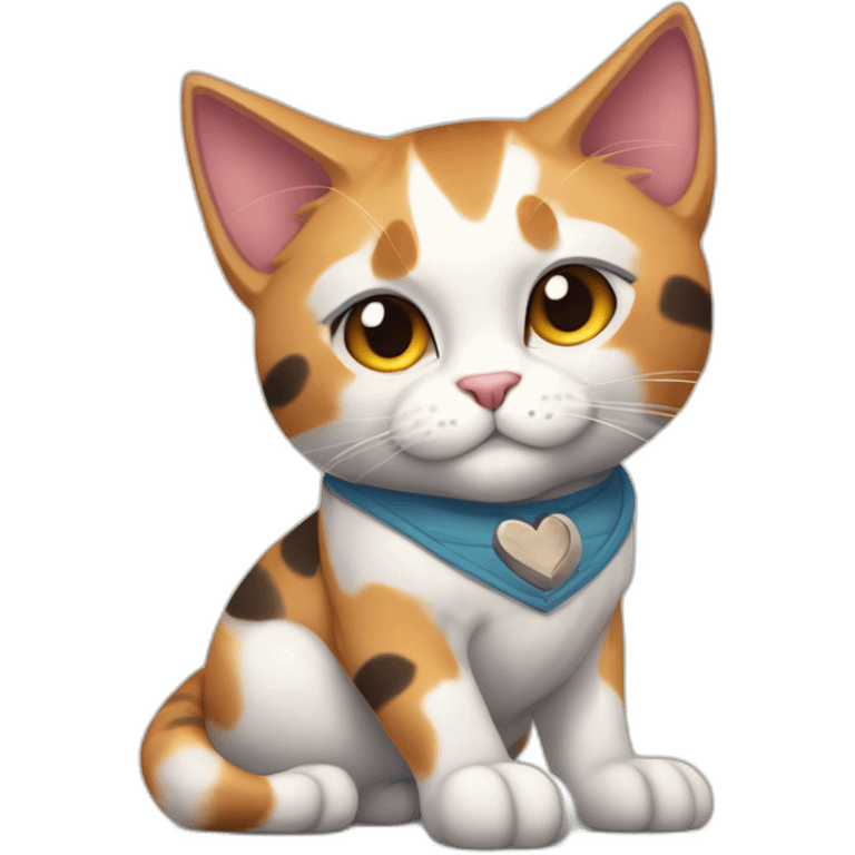 Purradise Meowscles is a muscular and humanoid calico cat in summer clothes. He has a heart with "Lynx" written inside of it tattooed on his right bicep. emoji