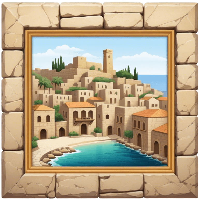 Byblos Old City Landmark Emoji – Portraying the historic stone houses, narrow streets, and Phoenician ruins. emoji