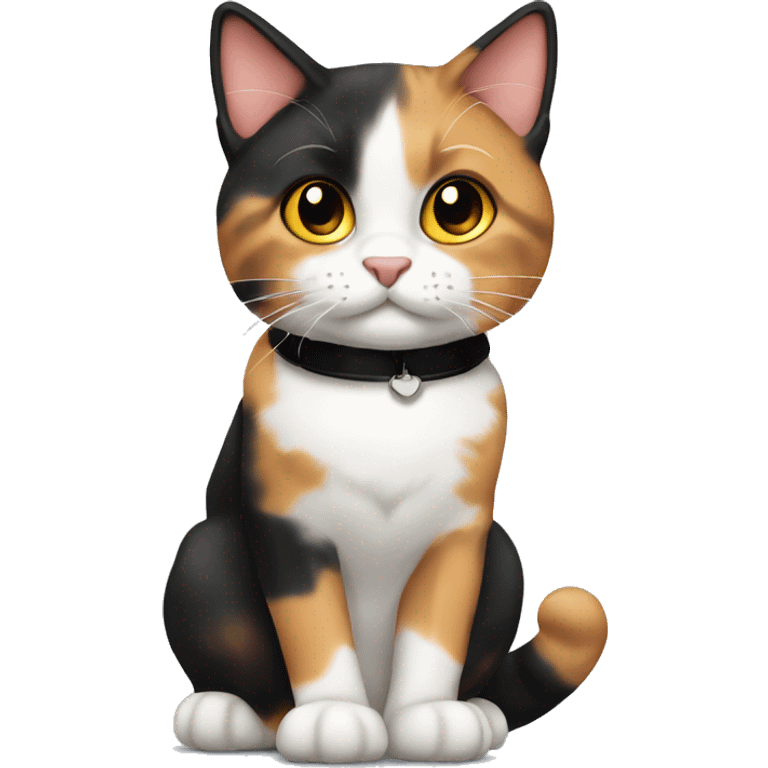 Calico cat with black collar  emoji