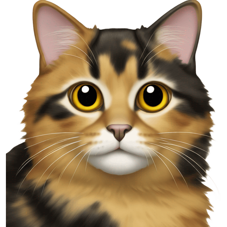 Tortoiseshell cat with yellow and black and white and is medium emoji