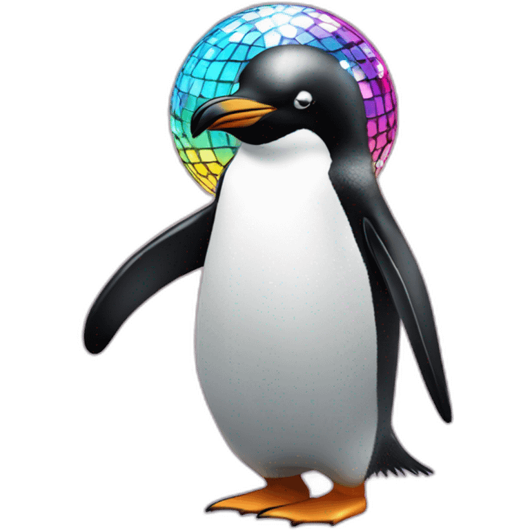 Penguin as a disco ball emoji