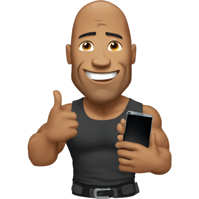 the rock with a mobile phone emoji