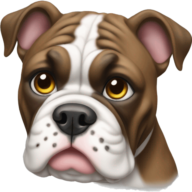 Bulldog who is brindle and white emoji