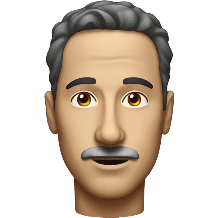 a high-quality man's face, but his nose is a thread is attached to the nose from above  emoji