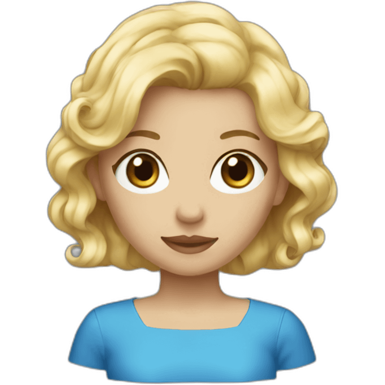 blonde hair with blue dress emoji