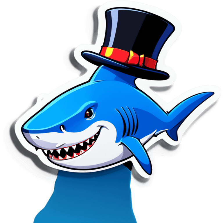 Shark with a top hat emoji