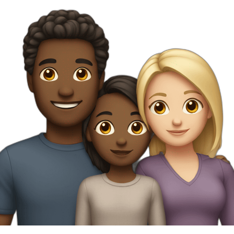 interracial couple with two kids emoji