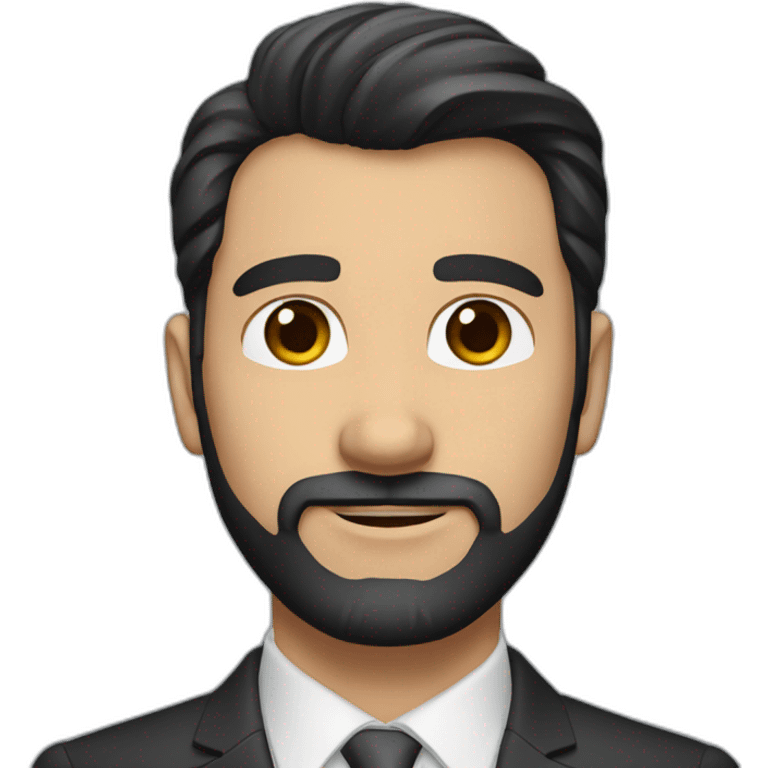 A CFO guy with beard, black hair, and brown eyes emoji