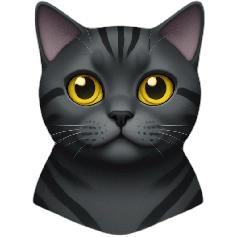 british shorthair cat in the Color black with black smoke stripes with yellow eyes emoji