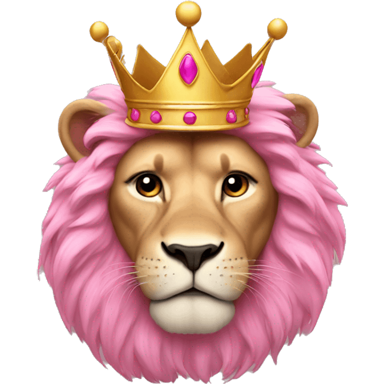 Lion with pink fur with a crown  emoji