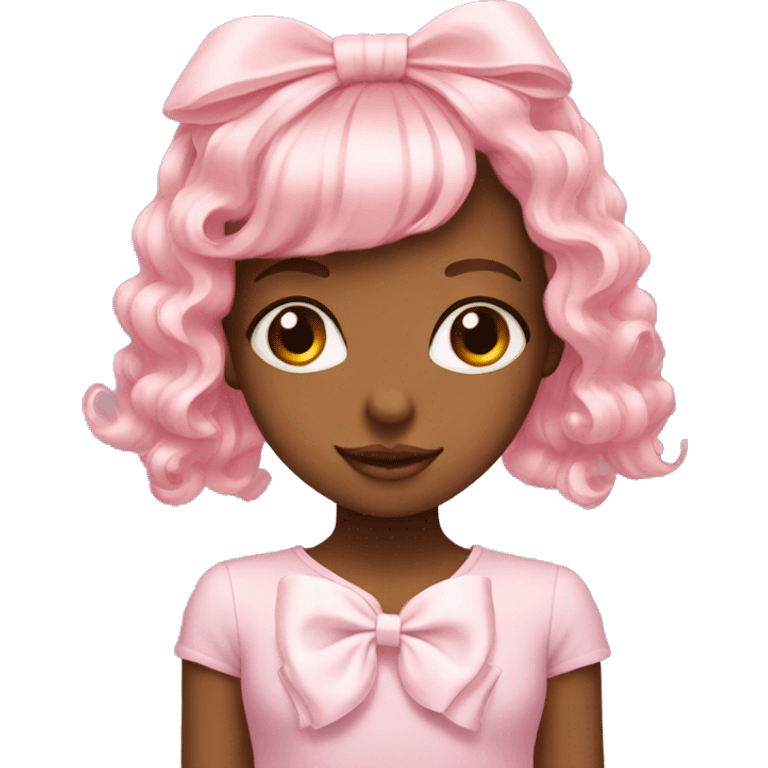 Cute light pink bow in girls hair emoji