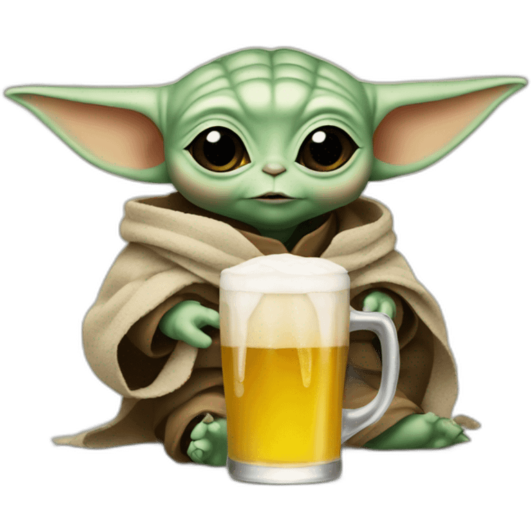 Baby yoda drink beer emoji