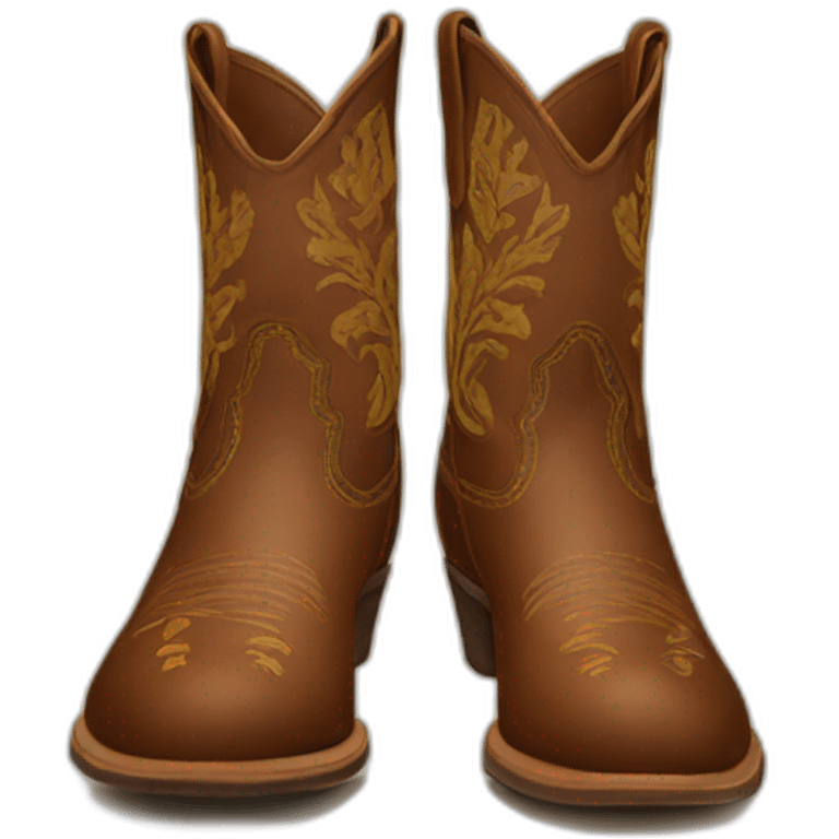 Brown santiag boot originally with nude pattern emoji