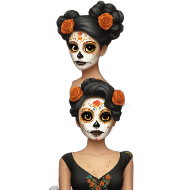 girl dia de los muertos shor hair emoji