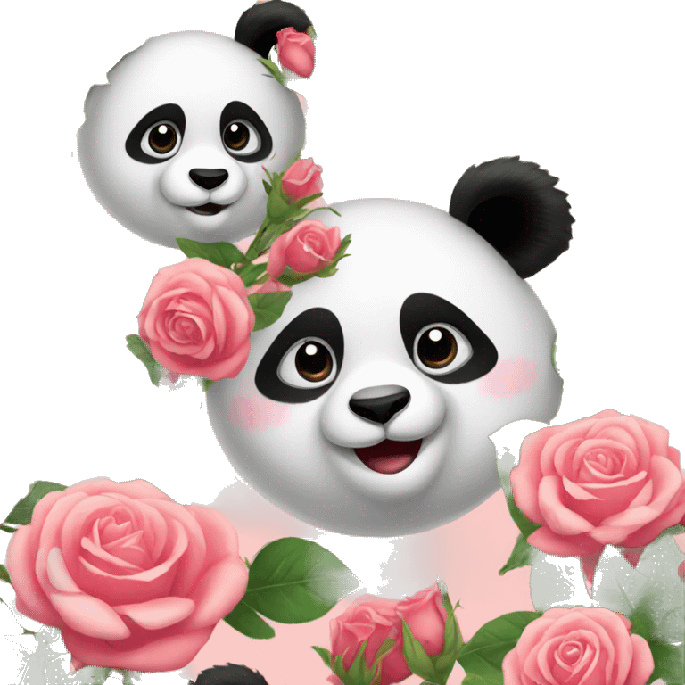 Panda bear with roses emoji