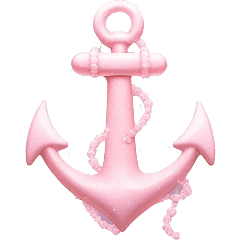 Pastel Pink Anchor "A pastel pink anchor with glowing edges, shimmering details, and tiny bubbles and sparkles surrounding it." emoji