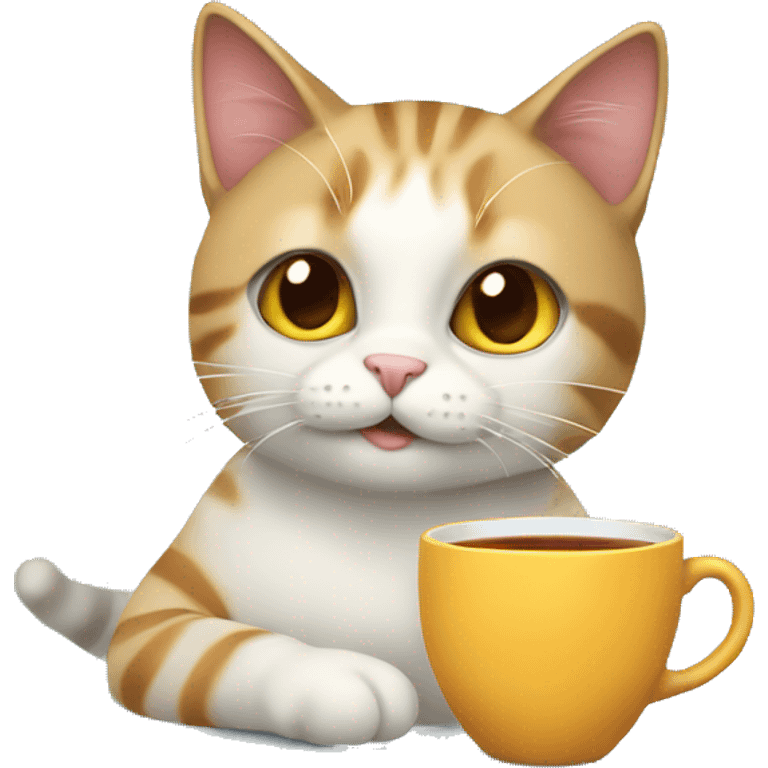 CAT with cup of tea emoji