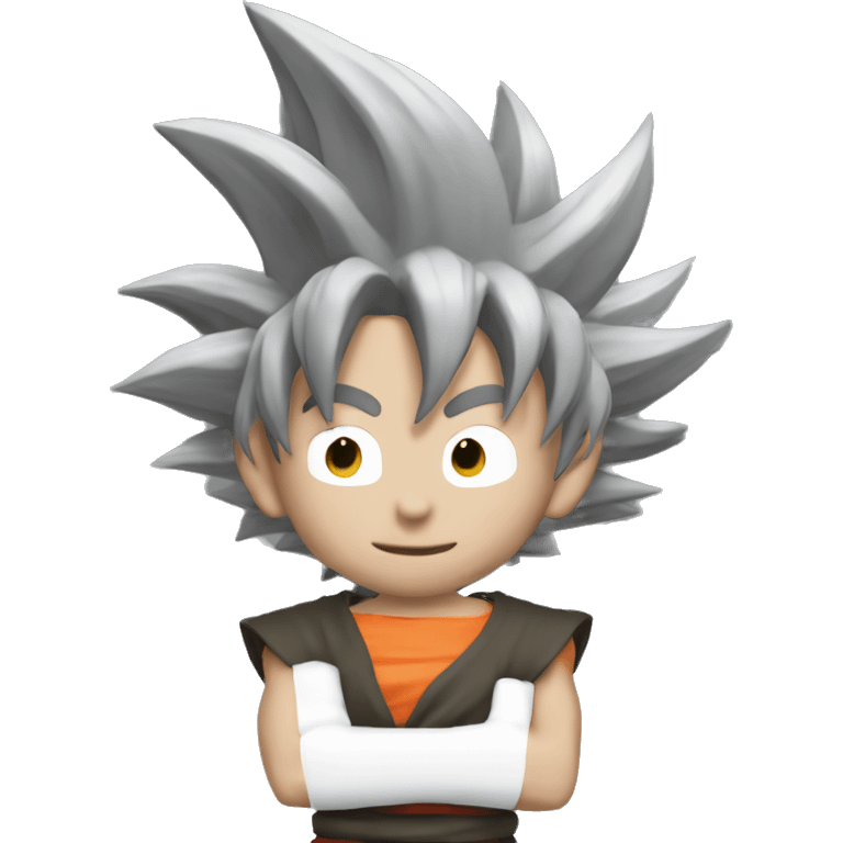 imagine goku in 3D with a gray aipon computer
 emoji