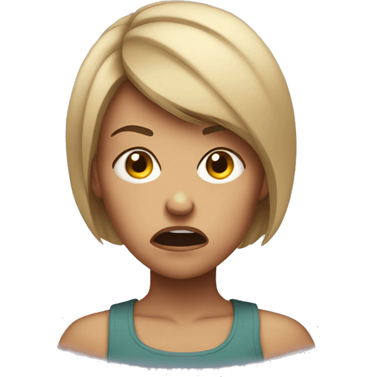 angry girl with short hair emoji