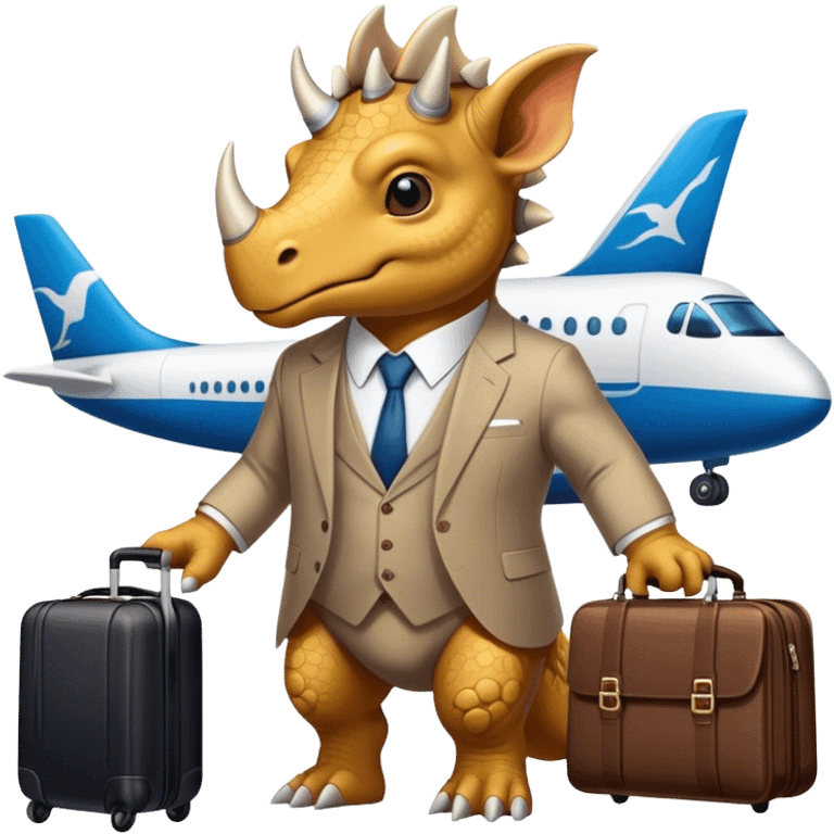 office triceratops in an airport emoji