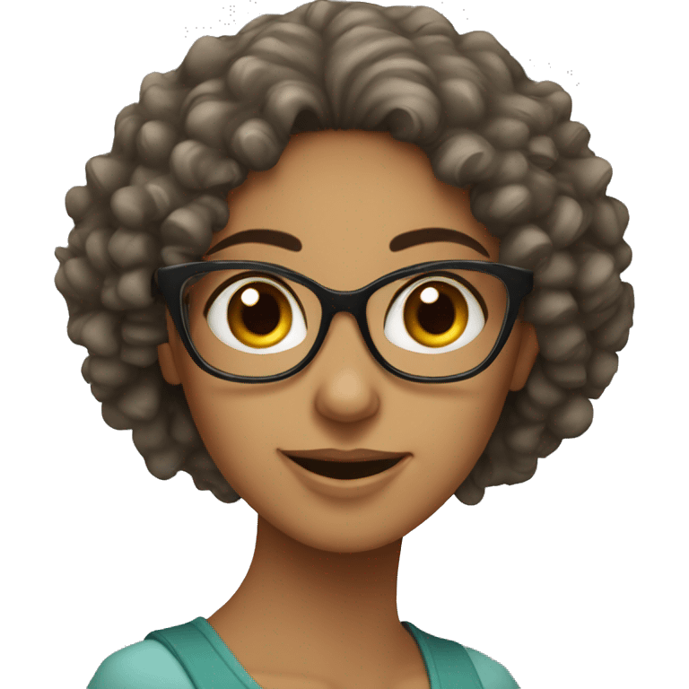 Curly haired Arab girl with glasses emoji