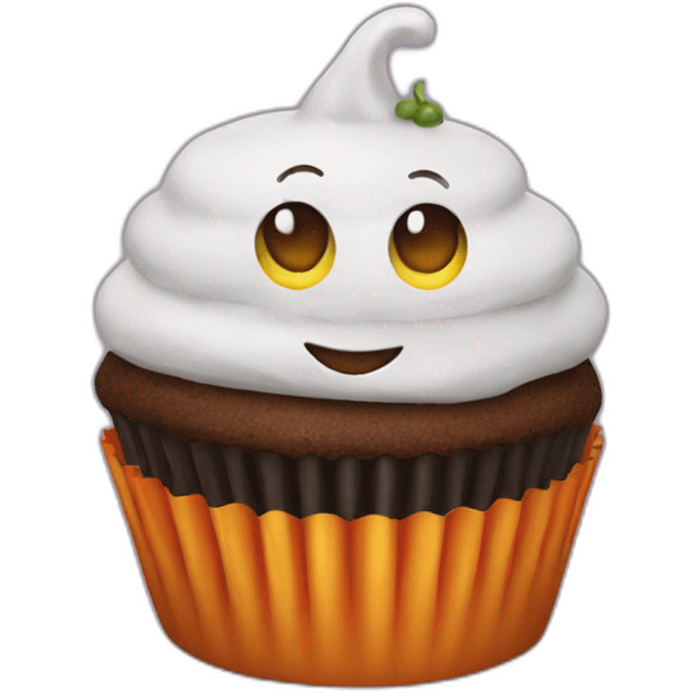 Happy Halloween cupcake emoji