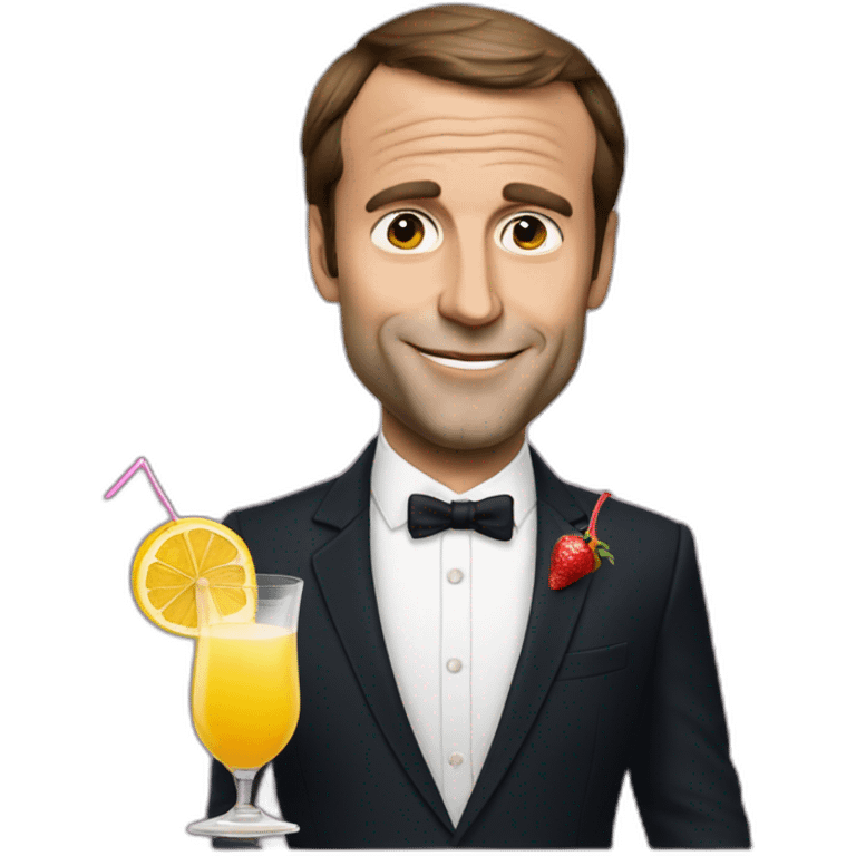 macron drinks a cocktail emoji