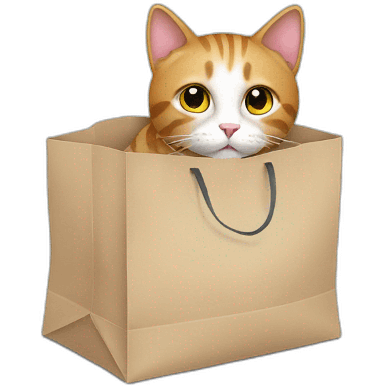 Cat sitting in shopping bag emoji