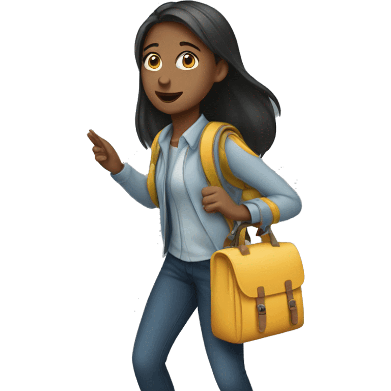 A girl getting out of school  emoji