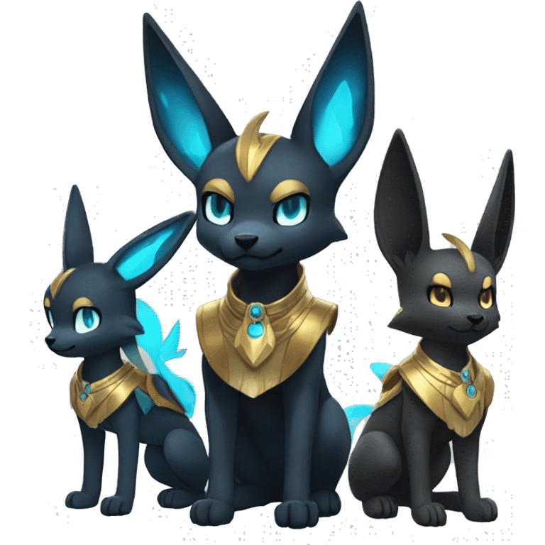 Shiny Chibi Anubis-Umbreon-Lucario-Fakémon full body emoji