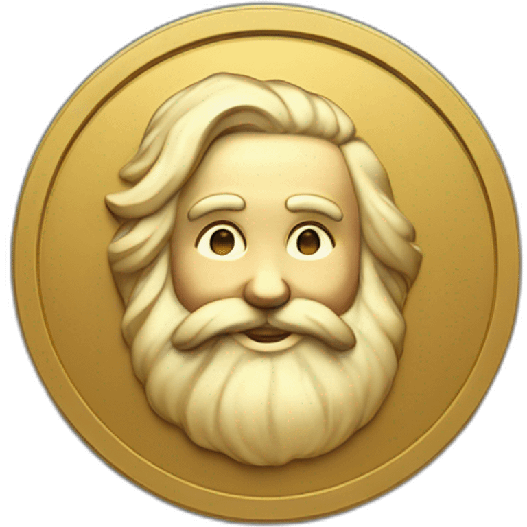 A golden round coin with a matte black color on the sides, in the center of this coin is the head of Santa Claus emoji