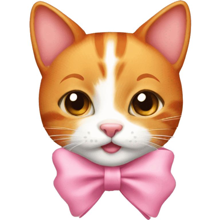 cute ginger cat with pink bow emoji