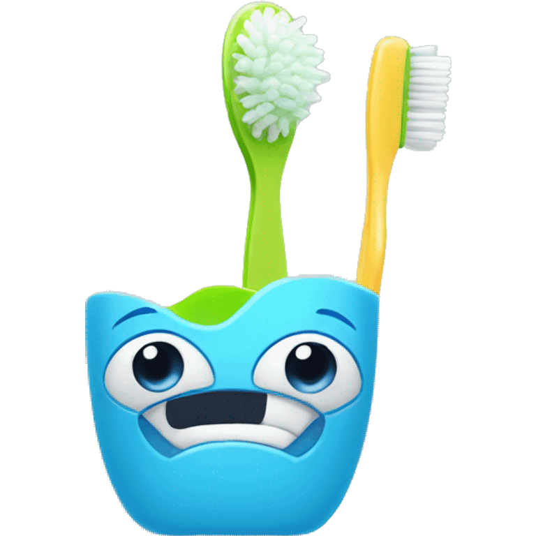 toothbrush with eyes emoji