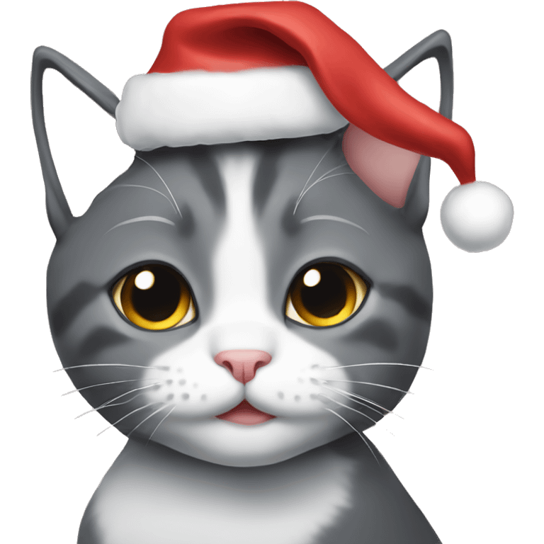 Gray tuxedo cat Christmas  emoji