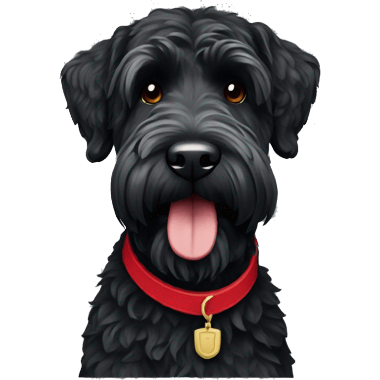 Black Russian terrier with a red collar emoji