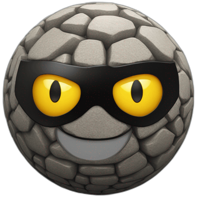 3d sphere with a cartoon saluting cobblestone Batman skin texture with rigid eyes emoji