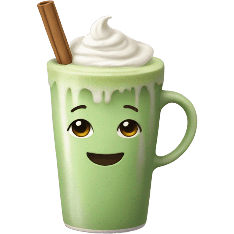 Realistic Matcha latte in pastel mug emoji