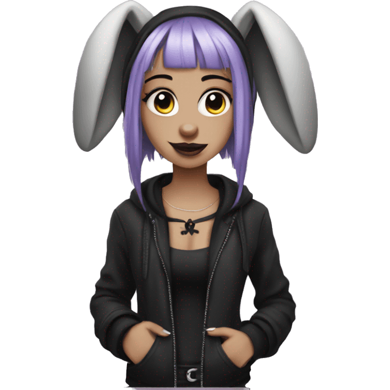 A goth girl with bunny ears emoji