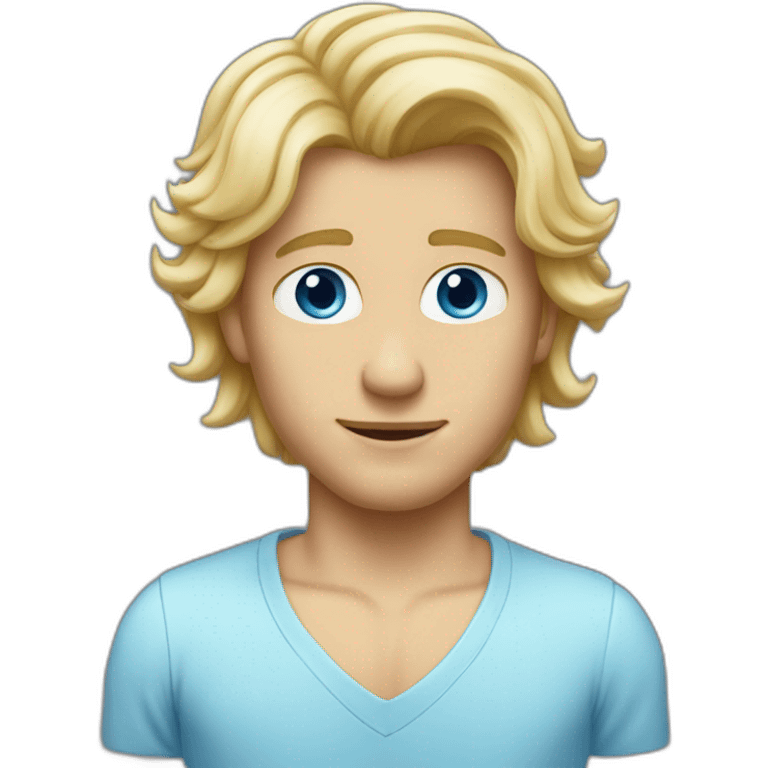 Homme cheveux long blond au yeux bleu emoji