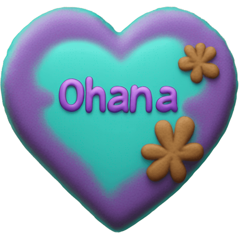 Teal purple Cookie heart with ohana emoji