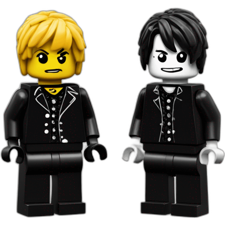 A Lego minifig of an emo band emoji