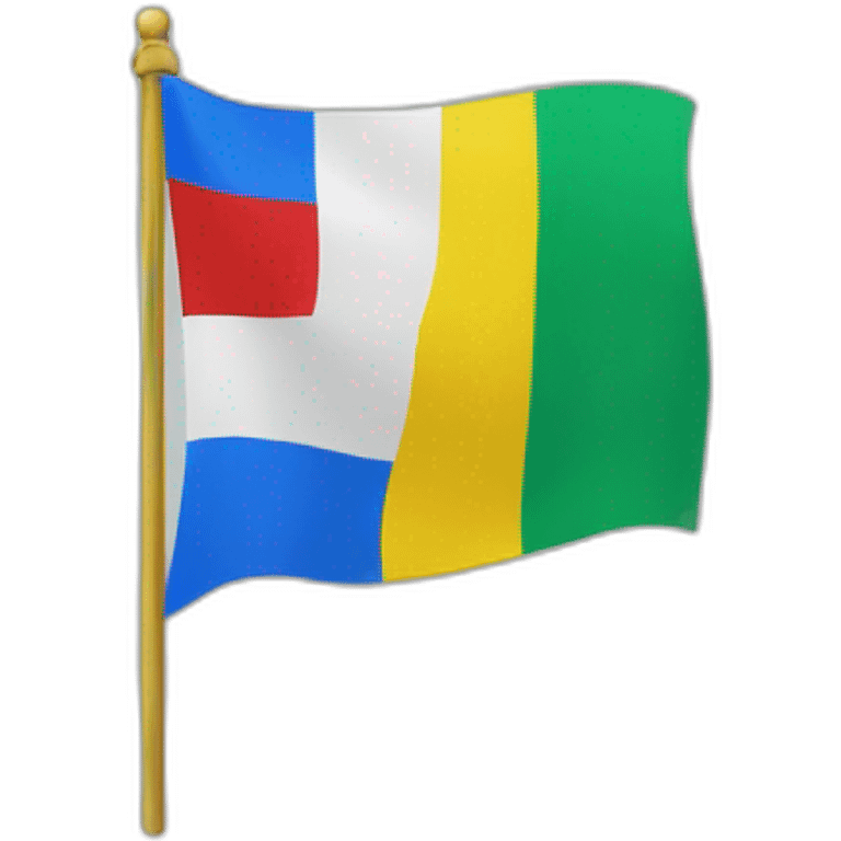 Tricolor flag ( blue, green, yellow and a red symbol emoji