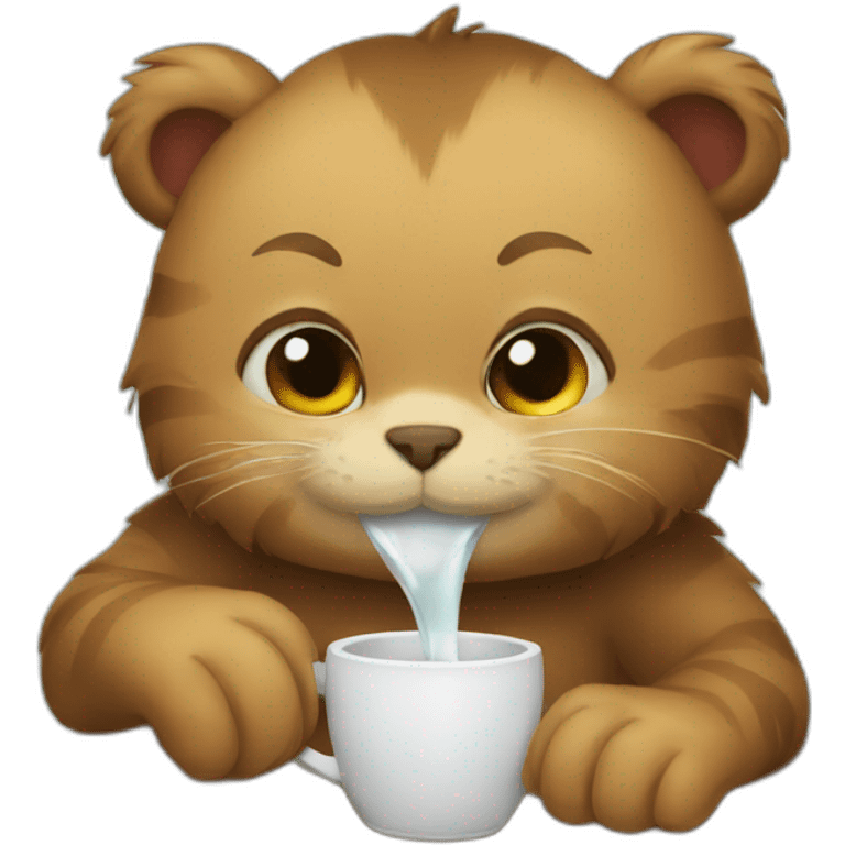 cat drinking bear emoji