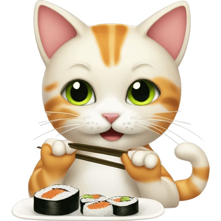 Cute Cat eating sushi  emoji