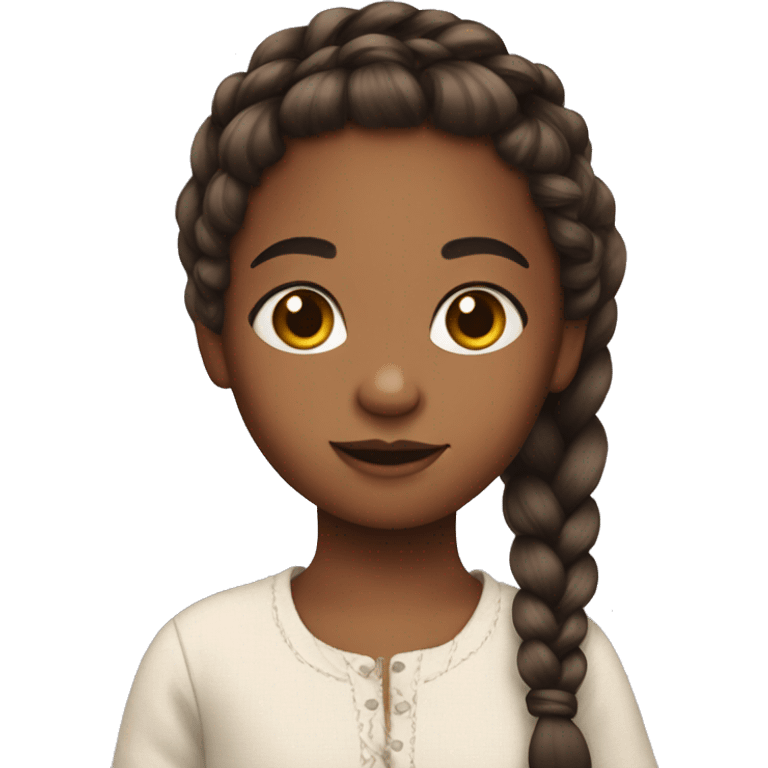 child with braid and makeup emoji