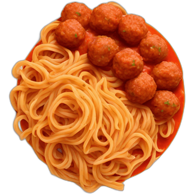 red sause pasta with meat balls setved in a plate emoji