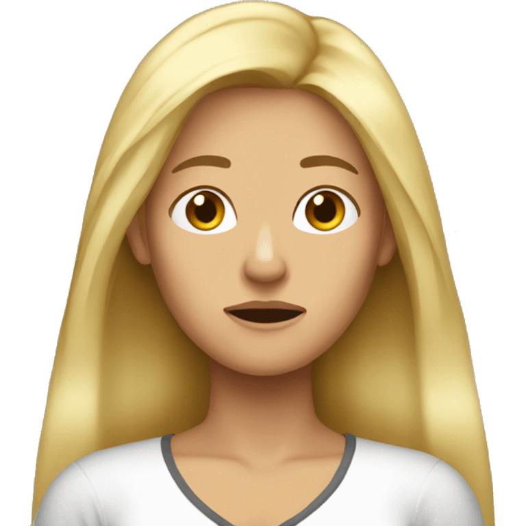 Long hair Blonde disappointed  emoji